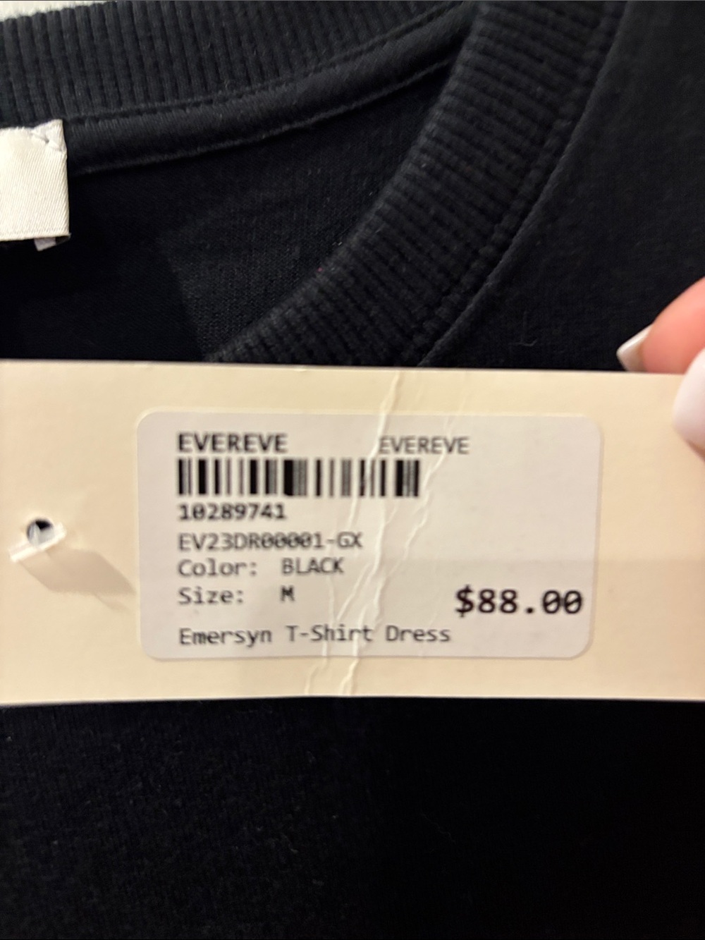 Evereve Emersyn T-Shirt Dress Black with White Stripes Women’s Size M NWT - Picture 6 of 6